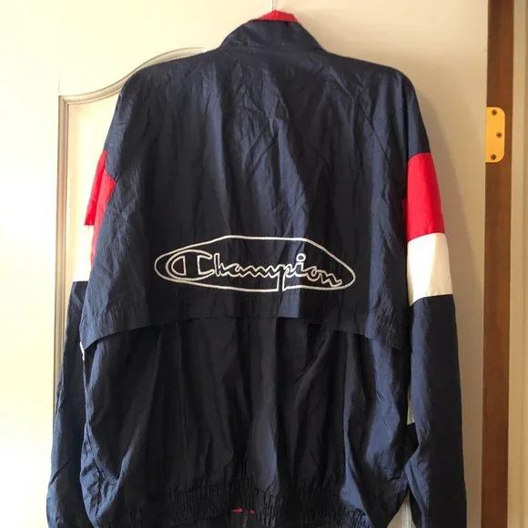 Champion Blue Red 1996 Atlanta Olympics USA Athletic Zip Windbreaker Jacket L - Picture 8 of 14